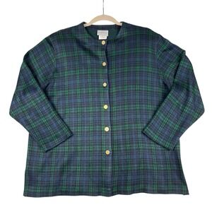 Vintage Bonworth PM Plaid Cardigan Dark‎ Academia Cottagecore Granny Chic Office
